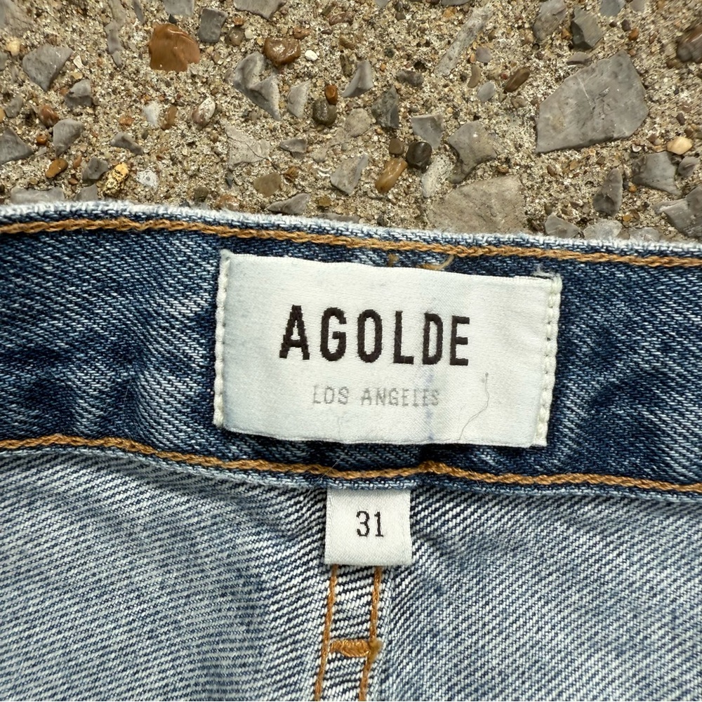 Agolde Washed Blue High-Rise Straight Jeans - Picture 4 of 6